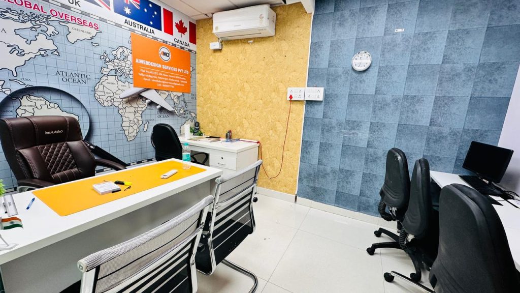 Premium MD cabin at Covibe Coworking Space Ameerpet with executive desk and visitor chairs